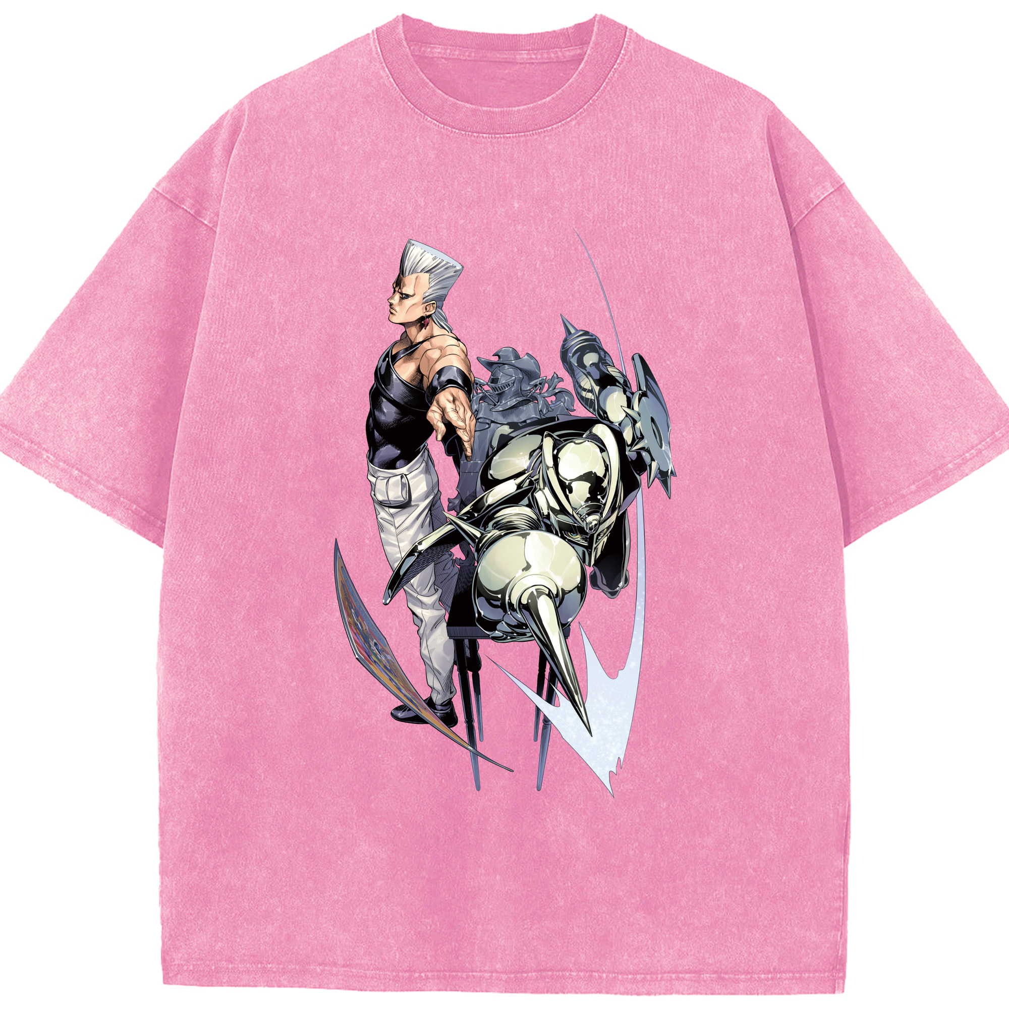 （画像用） ジョジョの奇妙な冒険 ジャン＝ピエール?ポルナレフ JoJo's Bizarre Adventure Jan Pierre Polnareff 綿100% ヴィンテージ風 半袖Tシャツ（フロントプリント）